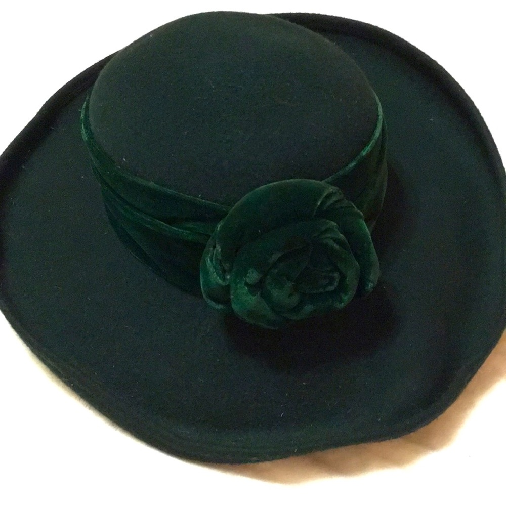 🎉HP🎉Vintage “My Poetry Hat” Emerald Wool /Velvet